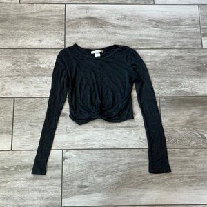 Long Sleeve Gray Crop Top